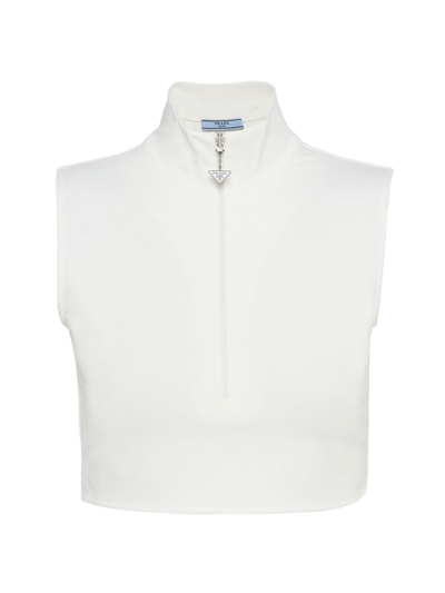 Shop Prada Women's Stretch Jersey Top In Off White
