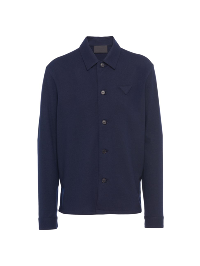 Shop Prada Men's Wool Blend Shirt In Blue
