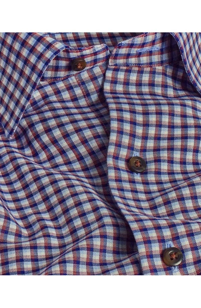 Shop David Donahue Plaid Twill Hidden Button-down Shirt In Blue/ Merlot