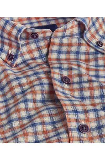 Shop David Donahue Check Twill Button-down Shirt In Blue/ Orange