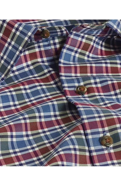 Shop David Donahue Classic Fit Herringbone Cotton Button-up Shirt In Blue/ Berry