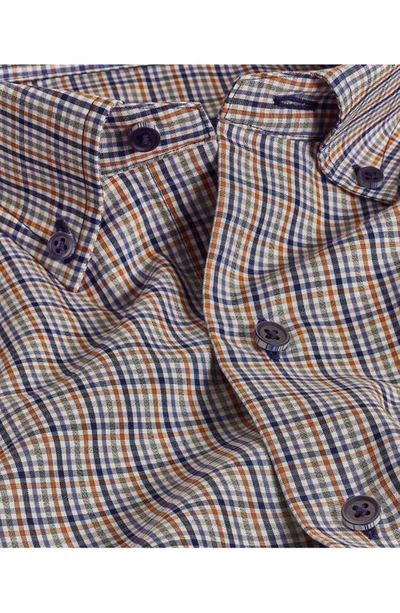 Shop David Donahue Check Cotton Poplin Button-down Shirt In Navy/ Orange