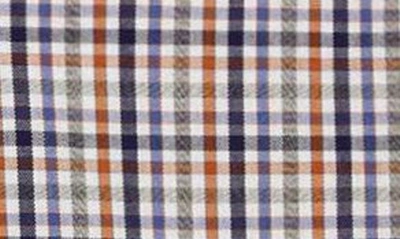 Shop David Donahue Check Cotton Poplin Button-down Shirt In Navy/ Orange