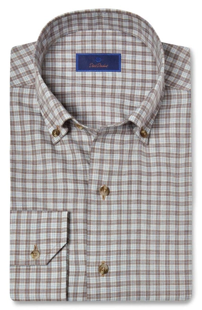 Shop David Donahue Check Twill Button-down Shirt In Sand/ Sky