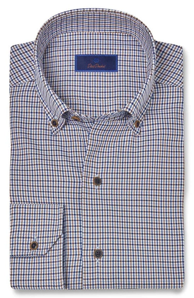 Shop David Donahue Classic Fit Cotton Royal Oxford Button-down Shirt In Blue/ Chocolate