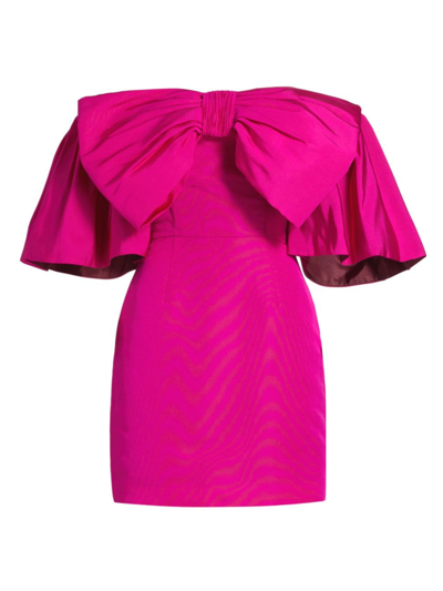 Shop Alexia Maria Women's Valentina Silk Bow-embellished Minidress In Raspberry