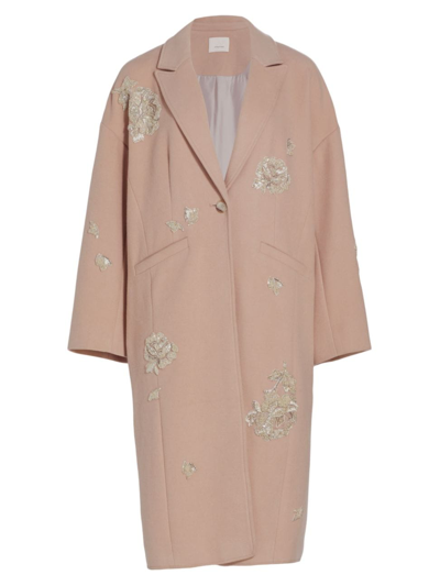 Shop Cinq À Sept Women's Gravis Embellished Coat In Oyster