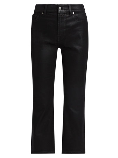 Shop 7 For All Mankind Women's Slim Kick High-waisted Coated Jeans In Coated Black