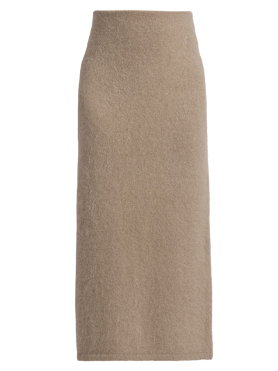 Shop Jw Anderson Women's Slit Mohair-blend Tube Skirt In Fawn