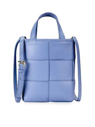 Shop Gigi New York Women's Mini Chloe Leather Shopper Tote Bag In French Blue