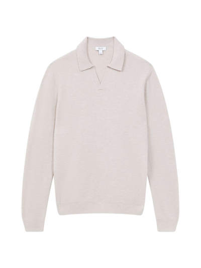 Shop Reiss Men's Swift Wool Collared Sweater In Oatmeal Melange