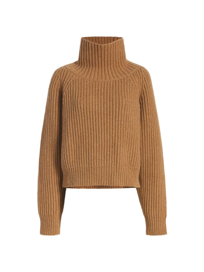 Shop Khaite Women's Lanzino Cashmere Rib-knit Sweater In Camel