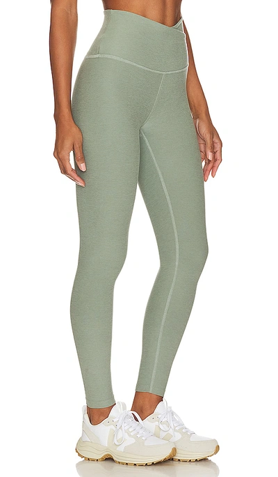 SPACEDYE AT YOUR LEISURE HIGH WAISTEDMIDI LEGGING – GREY SAGE HEATHER