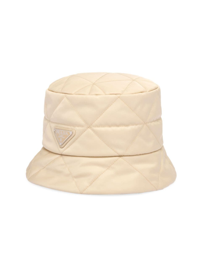 Shop Prada Women's Re-nylon Bucket Hat In Beige Khaki