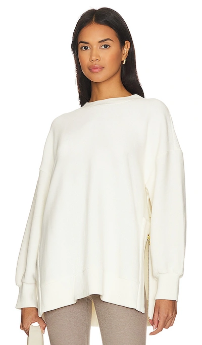 Shop Varley Mae Longline Sweatshirt In Egret