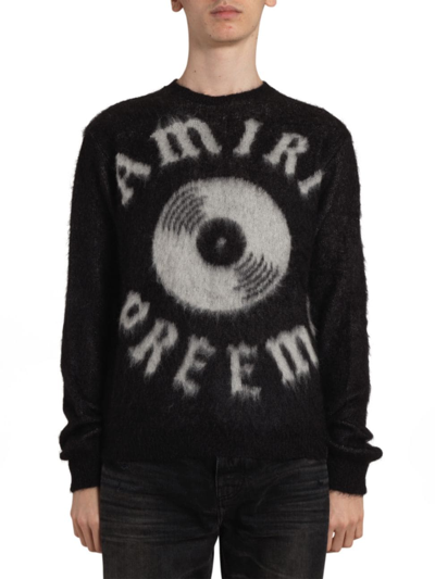 Shop Amiri Men's Preemo Wool-blend Crewneck Sweater In Black