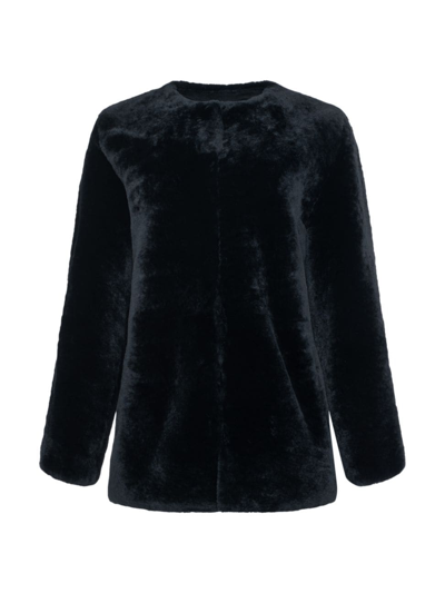 Shop Gorski Women's Collarless Shearling Lamb Jacket In Black
