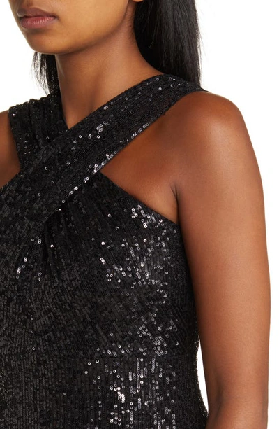 Shop Eliza J Sequin Cross Front Gown In Black