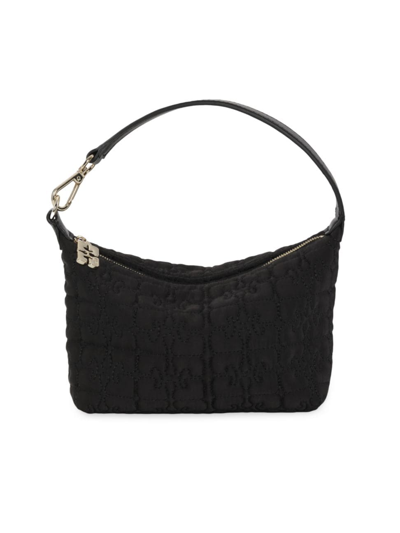 Shop Ganni Women's Quilted Shoulder Bag In Black