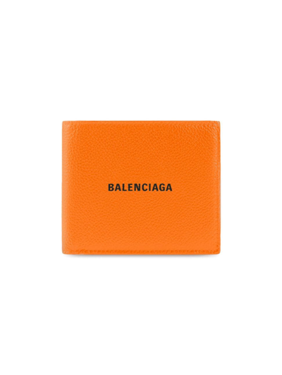 Shop Balenciaga Men's Cash Square Folded Wallet In Orange Black