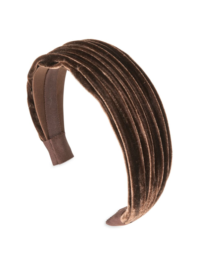 Shop Jennifer Behr Women's Natasha Draped Velvet Headband In Chocolate