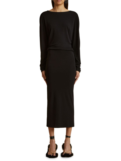 Shop Khaite Women's Trina Draped Open-back Maxi Dress In Black