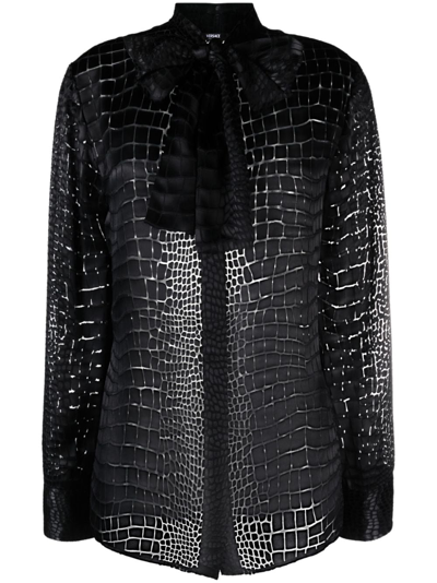 Shop Versace Silk Blend Shirt In Black
