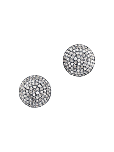 Shop Sheryl Lowe Women's Sterling Silver & 1.90 Tcw Diamond Dome Stud Earrings