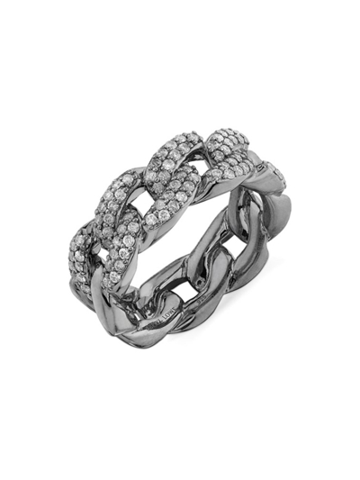 Shop Sheryl Lowe Women's Sterling Silver & 0.69 Tcw Diamond Curb-chain Ring