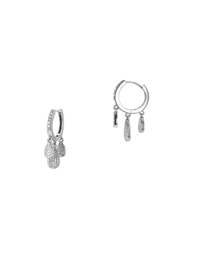 Shop Sheryl Lowe Women's Shaker Sterling Silver & 0.34 Tcw Diamond Huggie Hoop Earrings
