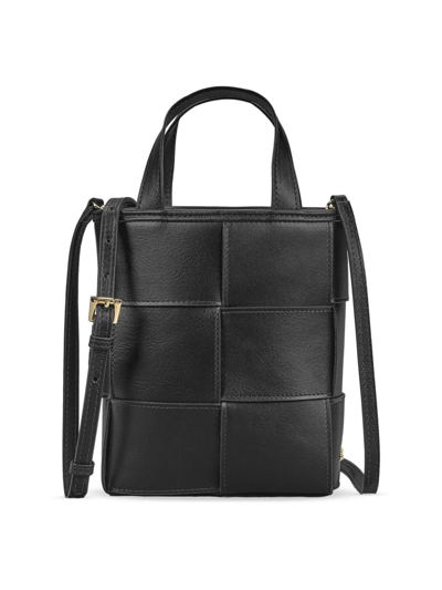 Shop Gigi New York Women's Mini Chloe Leather Shopper Tote Bag In Black
