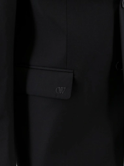 Shop Off-white Virgin Wool Blazer With Embroidered Monogram In Black