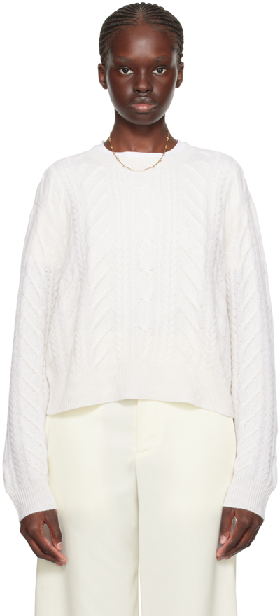 Shop Guest In Residence White Cable Sweater In Cream