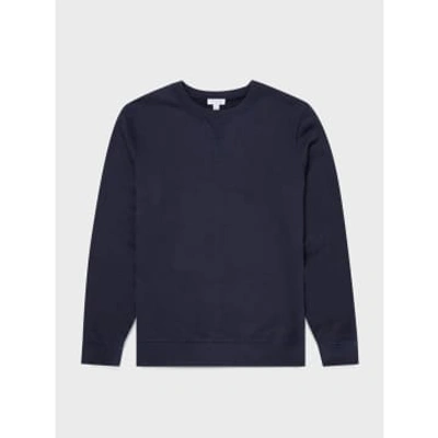 Shop Sunspel Loopback Sweatshirt In Navy In Blue