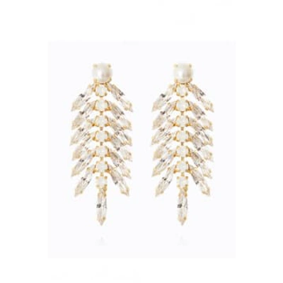 Shop Caroline Svedbom Pearl Feather Crystal Earrings