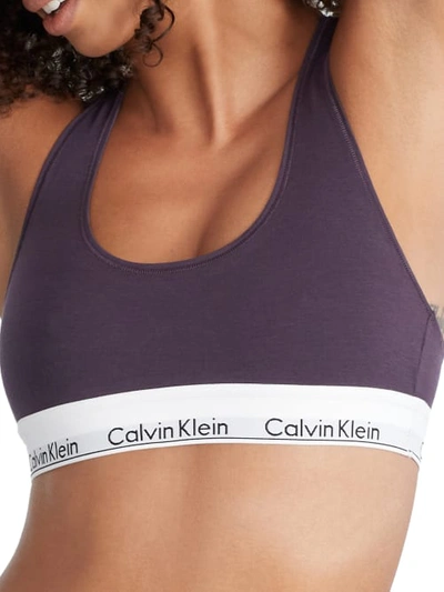 Shop Calvin Klein Modern Cotton Racerback Bralette In Nightshade