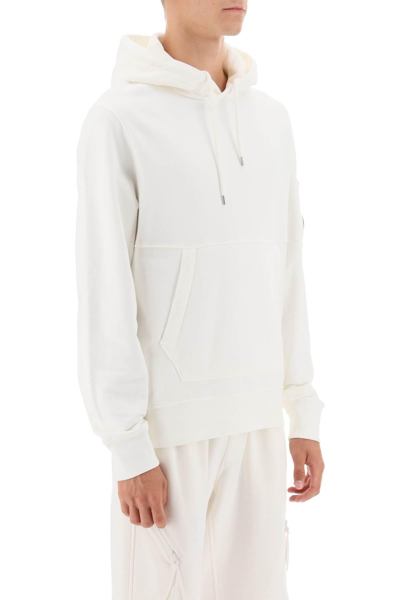 Shop C.p. Company Hoodie In Fleece-back Cotton In White