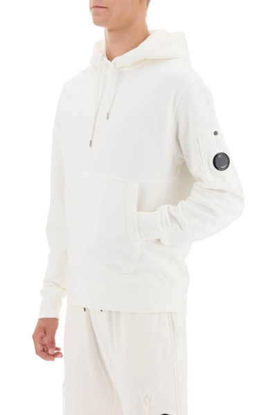 Shop C.p. Company Hoodie In Fleece-back Cotton In White