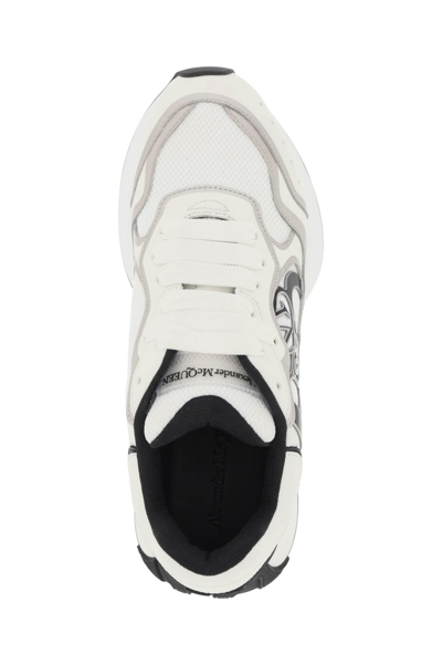 Shop Alexander Mcqueen Sprint Runner Sneakers In White,grey,black