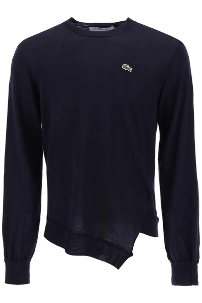 Shop Comme Des Garçons Shirt X Lacoste Bias-cut Sweater In Blue