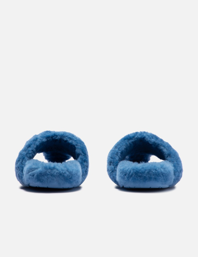Loewe Ease Shearling Thong Sandals In Blue