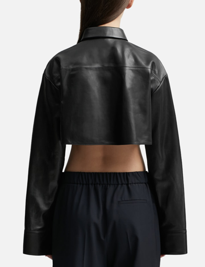Loewe Cropped Leather Shirt In Black