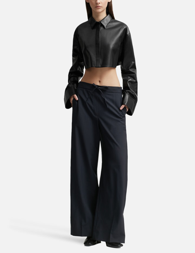 Loewe Cropped Leather Shirt In Black