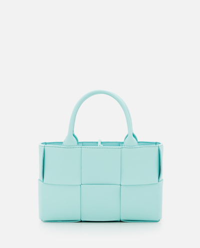 Shop Bottega Veneta Mini Arco Leather Tote Bag In Clear Blue