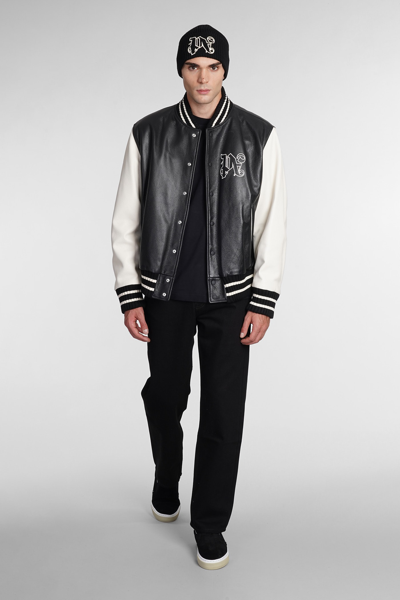 Shop Palm Angels Bomber In Black Leather