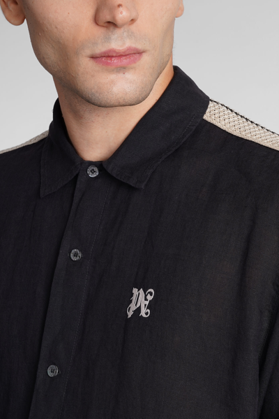 Shop Palm Angels Shirt In Black Linen