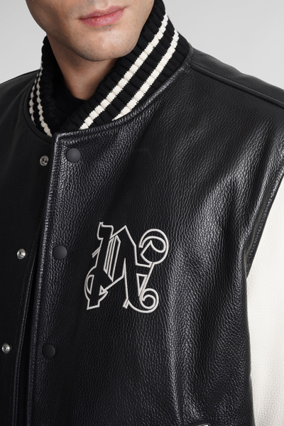 Shop Palm Angels Bomber In Black Leather