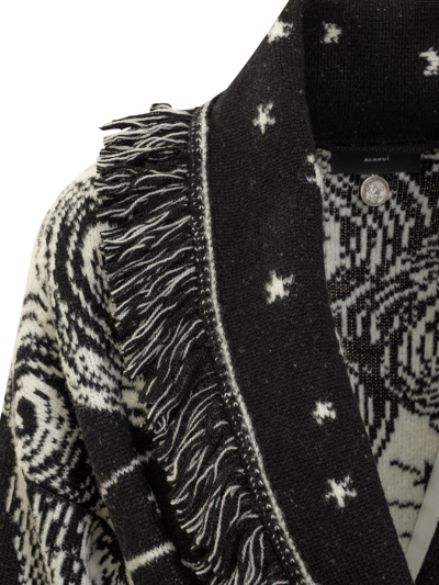 Shop Alanui Antarctic Cardigan Coat In Black Chalk