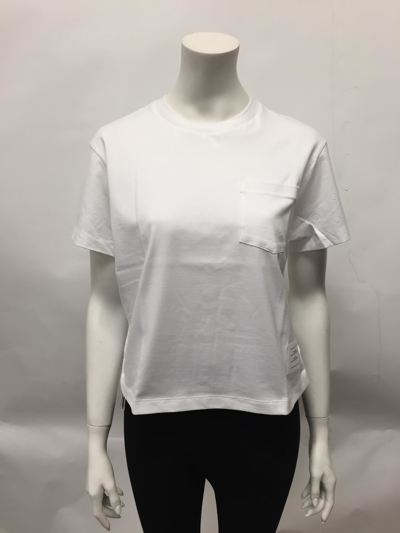 Shop Thom Browne Logo Cotton T-shirt In White