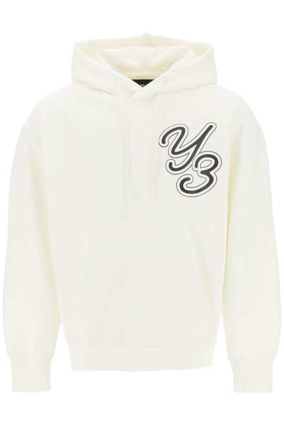 Shop Y-3 Hoodie With Logo Print In Off White (white)